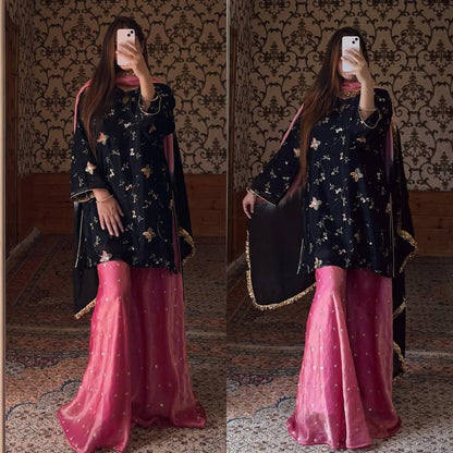 Zehra Midnight Blossom Pakistani Sharara Set