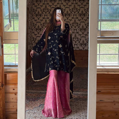 Zehra Midnight Blossom Pakistani Sharara Set