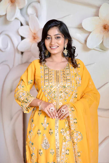 Surajmukhi Sitara Radiance Mirror Magic Mustard Kurta Set