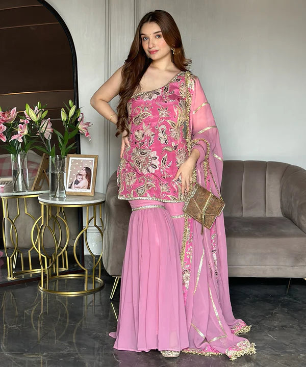 Blush Pink One Shoulder Sharara